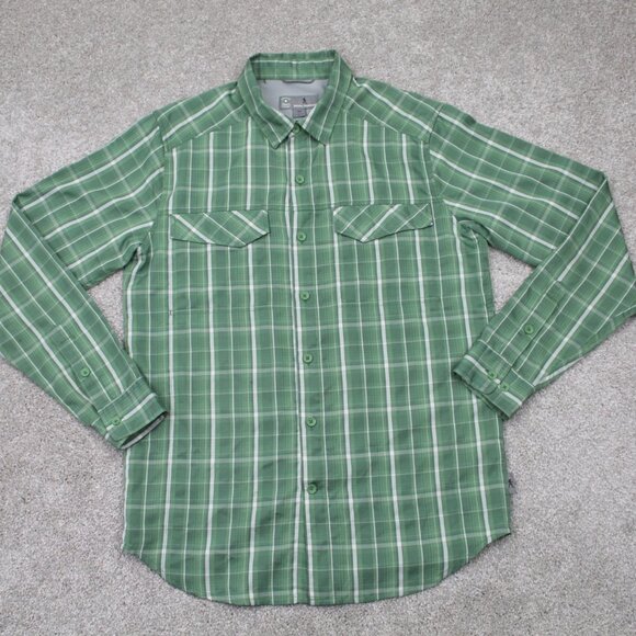Royal Robbins Shirt Adult Medium Green/White Plaid Insect Shield L/S Button Up - Picture 1 of 13